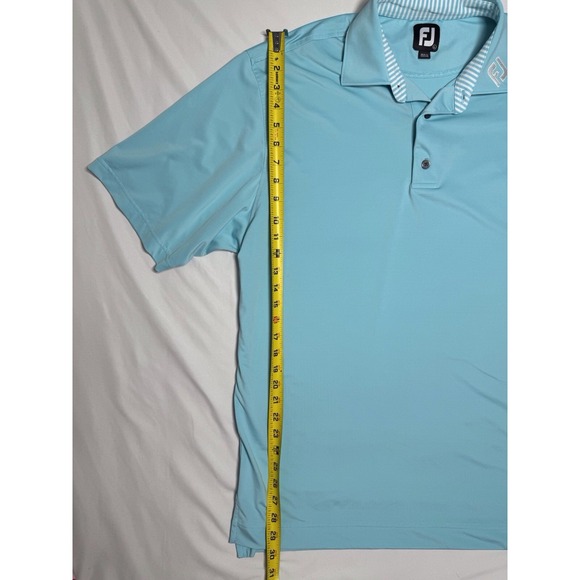 FootJoy Pique Solid Gingham Trim Golf Shirt Sky Blue Men's Size Large - Picture 6 of 7
